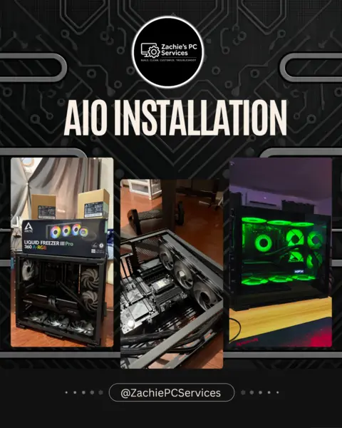 AIO liquid cooling installed in a desktop gaming computer