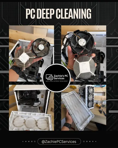 Desktop PC cooling components during deep-cleaning service