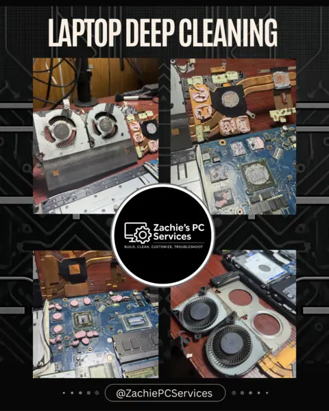 Laptop cooling system during deep-cleaning service