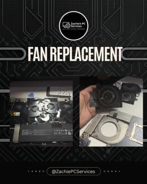 Laptop cooling fans during replacement service